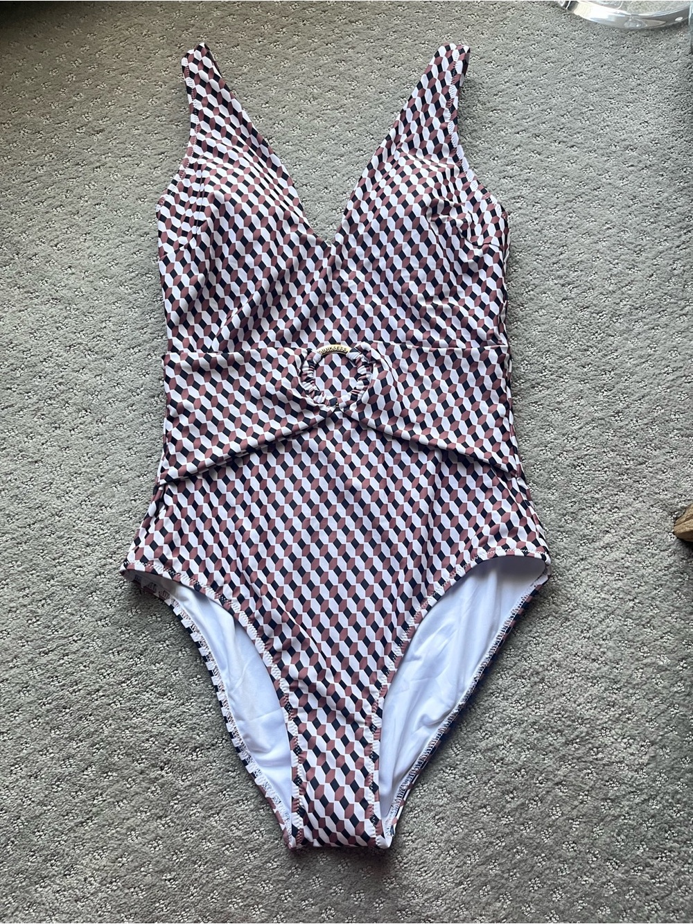 Geometric Pucci-inspired Print One-Piece Swimsuit in Pink and Black